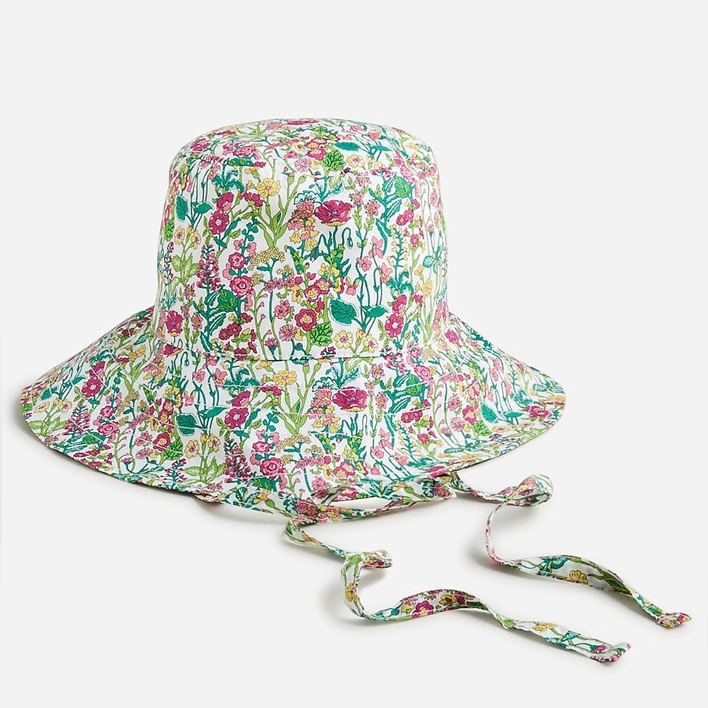 NWT J. Crew canvas bucket hat with ties in Liberty fabric